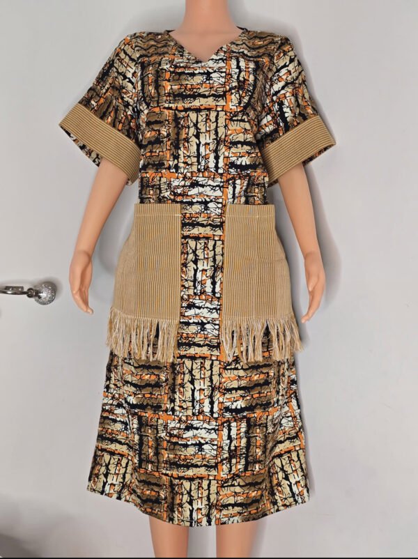 Short Ankara and Asooke Detailed Dress - Image 2