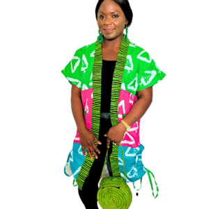 Woman wearing ankara kimono