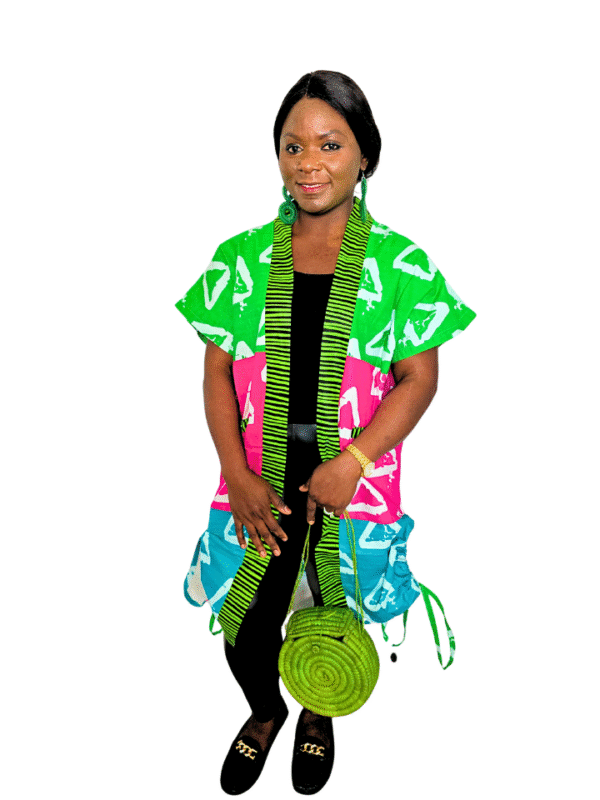 Woman wearing ankara kimono