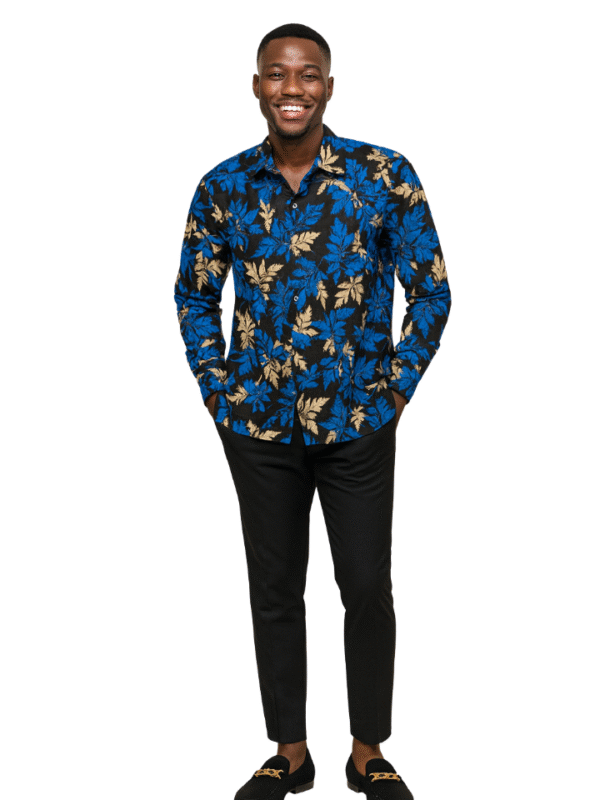 Man wearing ankara shirt