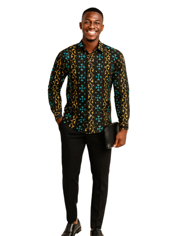 Man wearing ankara shirt