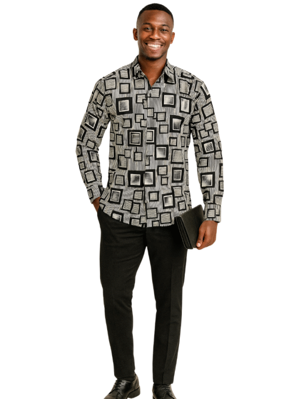 Man wearing ankara shirt