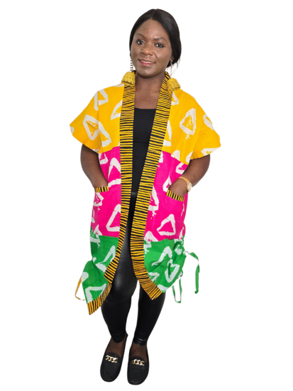Woman wearing ankara kimono