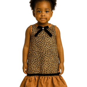 girls leopard bow dress