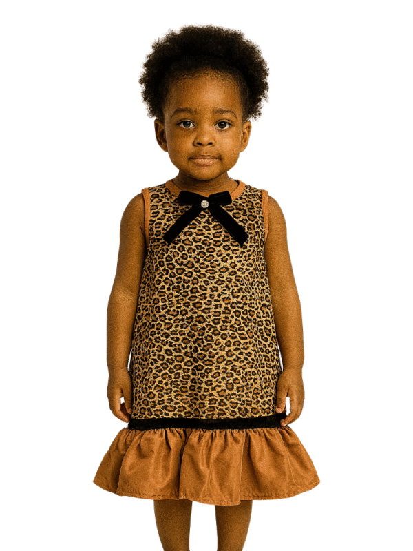 girls leopard bow dress