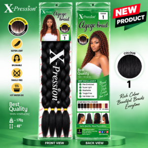 X-Pression Agege Braid Synthetic Braiding Hair 48in 170g Pre-Stretched
