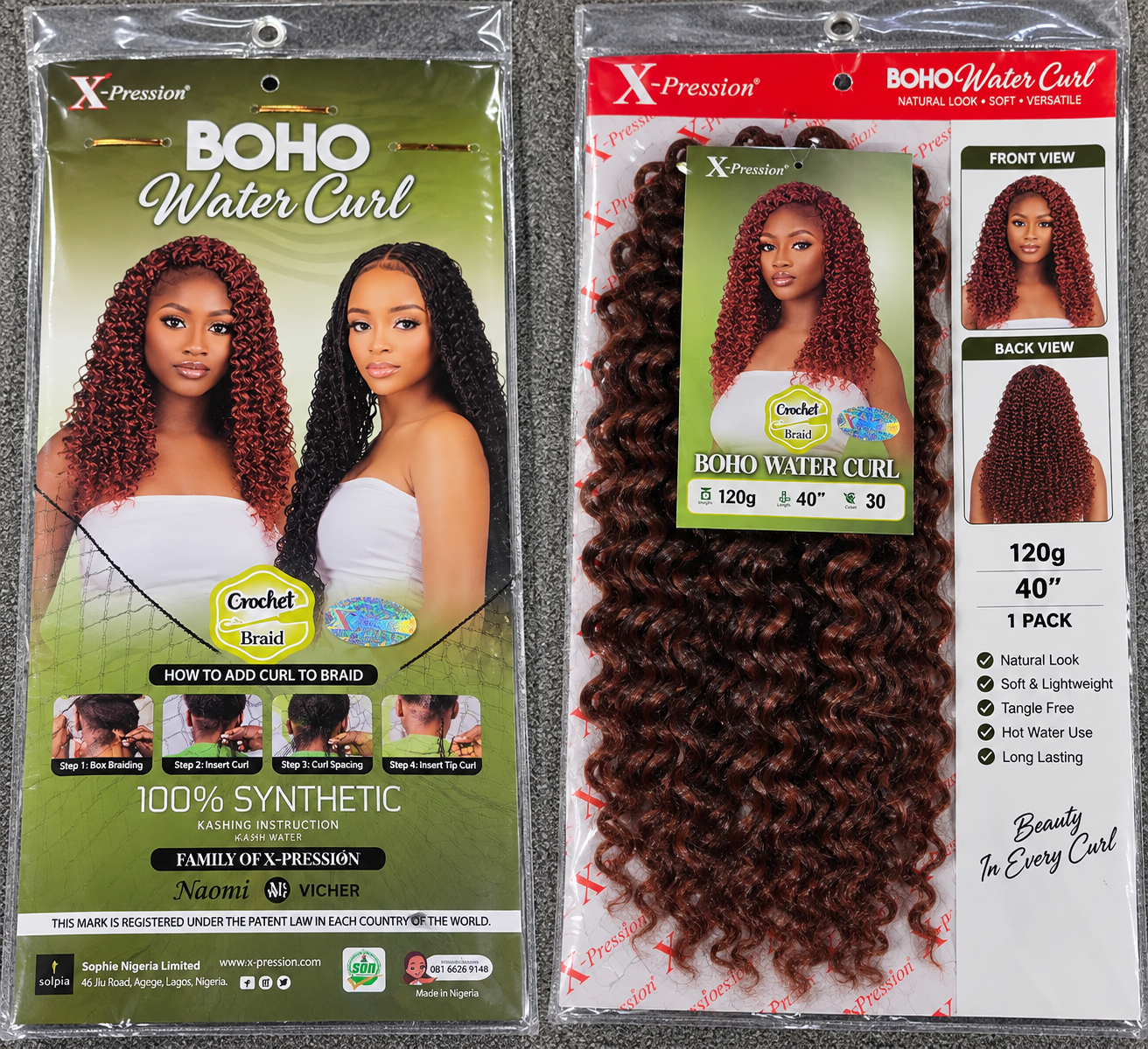 X-Pression Boho Water Curl Crochet Braid 40in 120g Dark Brown
