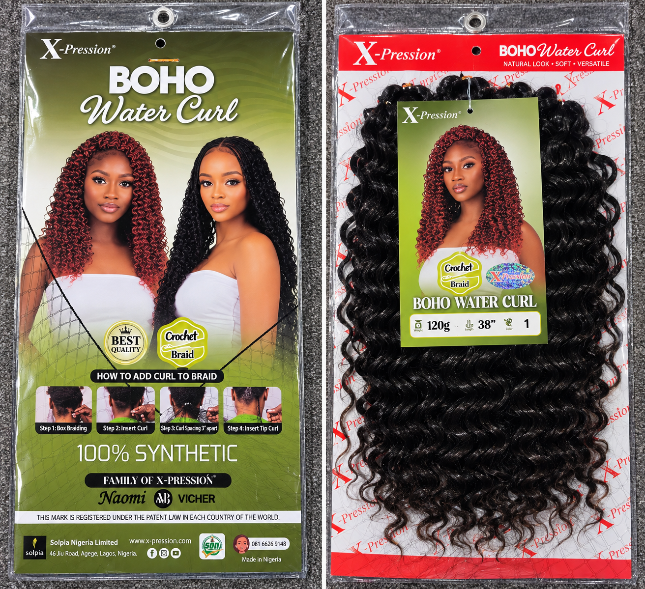 X-Pression Boho Water Curl Crochet Braid Synthetic Hair Extension 38in 120g - Image 2