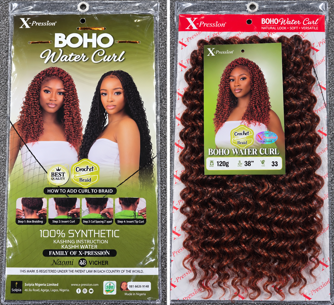 X-Pression Boho Water Curl Crochet Braid Synthetic Hair Extension 38in 120g - Image 3