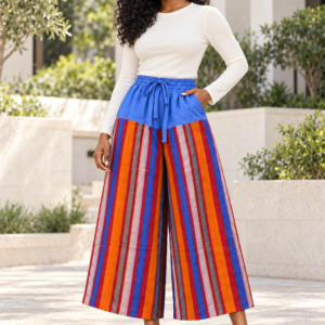 ADESEWA Stripe asooke and ankara Culottes.