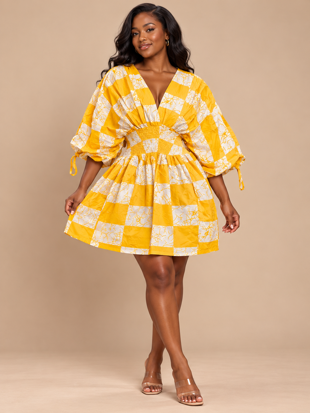 ADERONKE Smocked Batwing Dress - Image 7
