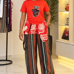ABIOLA Aso-Oke Stripe & Ankara Panel Trousers